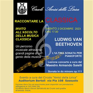 Sabato all’auditorium Bertoli appuntamento con “Raccontare la classica”