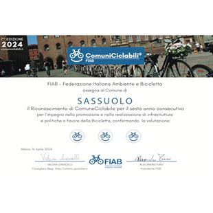 FIAB: Sassuolo si riconferma ComuneCiclabile