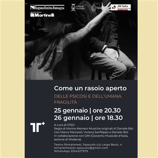 Domani e domenica lo spettacolo "Come un rasoio aperto" al teatro Andrea Rompianesi